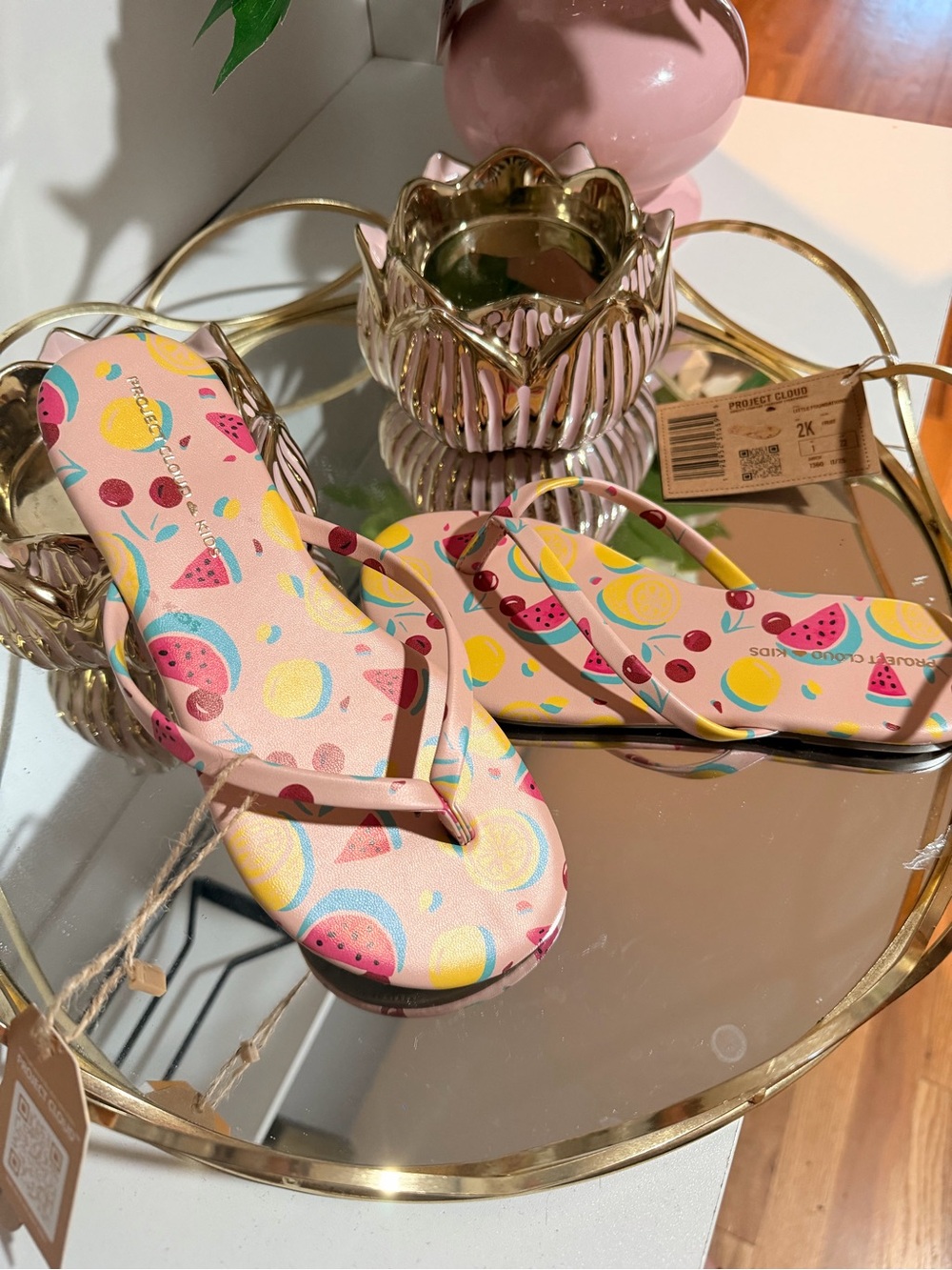 Project 62 Kids' Pink Fruit-Print Flip Flop Sandals